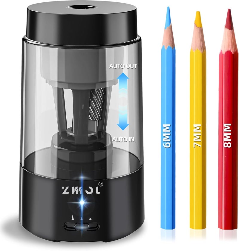 Zmol Fully Automatic Pencil Sharpener for Classroom, Hands-Free,Battery Operated Rechargeable Electric Colored Pencil Sharpeners, Auto Stop,Suitable for No.2/Office/Home/School - Image 1